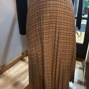 LOFT Pleated Checkered Skirt